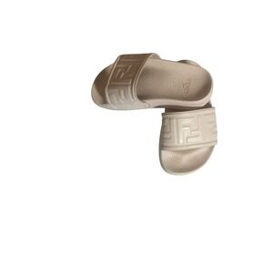 Fendi Roma FF Zucca Logo Slide Sandals Beige Rubber Made in Italy EU 27/28